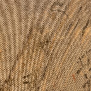 Detail of the portrait, pastel chalk and linen texture