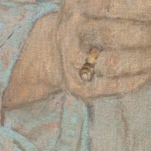 Detail of the self-portrait and the linen texture