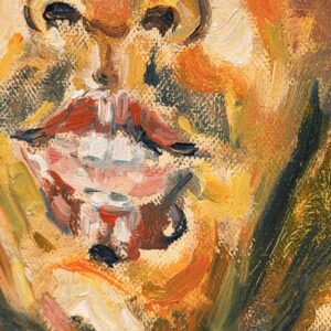 Detail of the face and oil paint texture in Street Artist