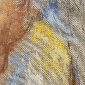 Detail of the pastel chalk and linen texture in Crouching Man