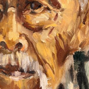 Detail of the face and expressive brushwork