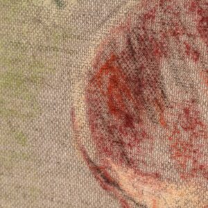 Detail of the coconut and pastel texture on linen