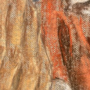 Detail of the pastel chalk and the linen texture