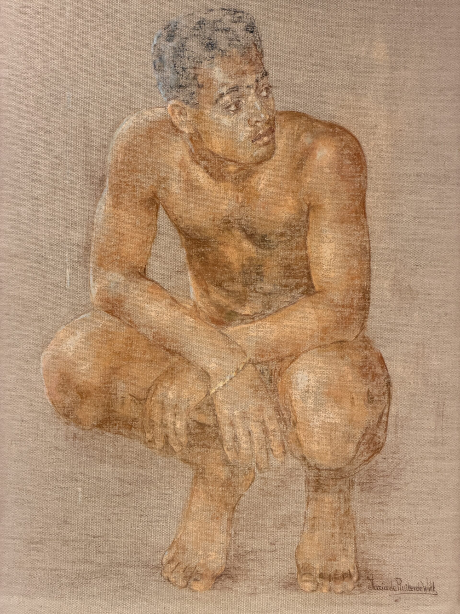 Crouching man by Maria de Ruiter-de Witt, full image of the artwork
