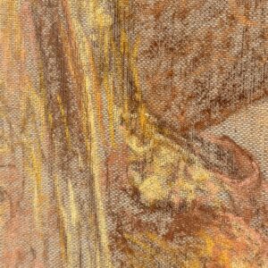 Detail of the traditional clothing and pastel chalk texture in A Distant Past